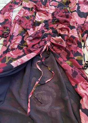 Na-kd платье цветочное розы шифоновое5 фото
