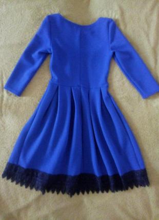 Синее платье с кружевом2 фото