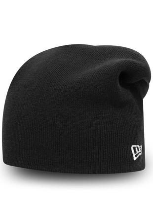 Оригінальна подовжена зимня шапка new era essential black long knit