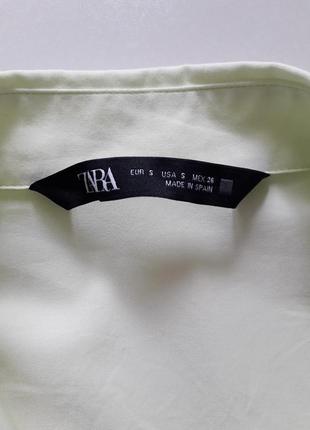 Базовая хлопковая рубашка с карманом светлый кислотный лайм zara, р.s6 фото