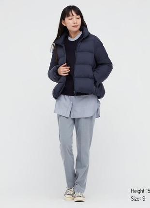 Куртка кокон uniqlo темно-синя на пуху ультралегкий