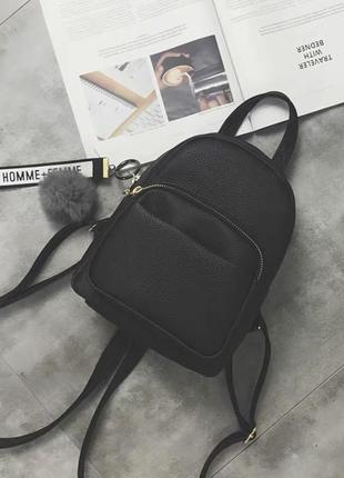 Жіночий шкіряний чорний стильний рюкзак жіночий шкіряний ранець сумка-сумочка