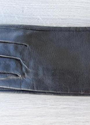 Женские черные демисезонные кожаные перчатки romania