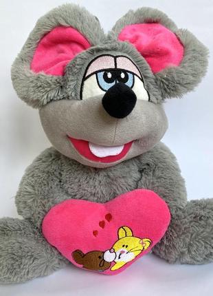 Большая плюшевая мышка с сердечком 💖