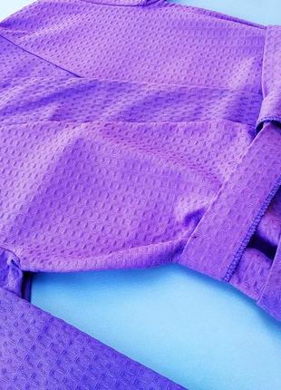 Вафельный халат luxyart кимоно размер (42-44) s 100% хлопок сиреневый (ls-2352)5 фото