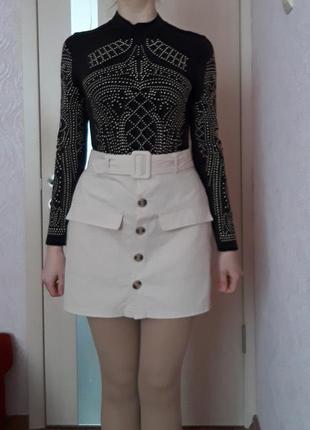 Юбка-мини primark кремовая 8