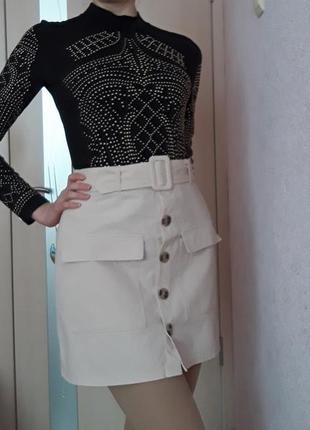 Юбка-мини primark кремовая 4