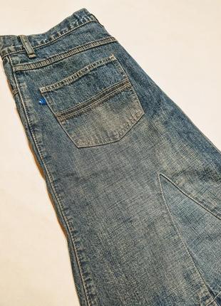 Юбка джинсовая голубая котон большой размер спідниця джинс батал3 фото
