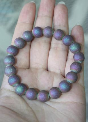 Браслет с очень красивыми каменными бусинами фиолетовый4 фото
