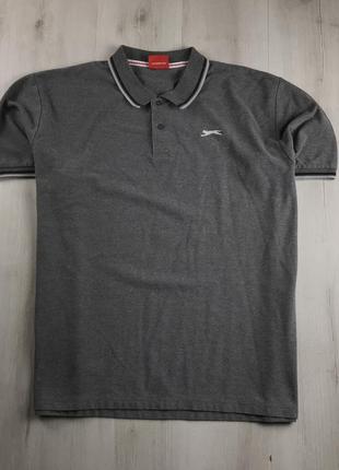 Z8 футболка поло slazenger с воротником серая тёмно-серая большого размера 4xl шведка тенниска