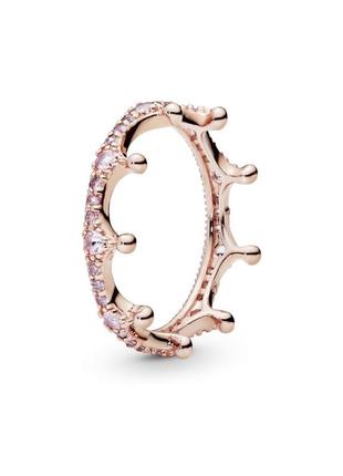 Кільце пандора срібло 925 проба цирконій ale рожеве золото корона королівська рожеві...