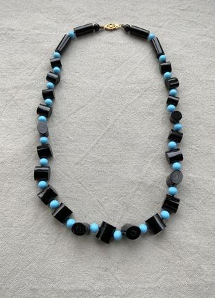 Ожерелье япония винтаж пластик черный голубой ретро ожерелье чокер