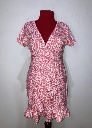 Винтажное летнее мини платье сарафан в цветочек оборки