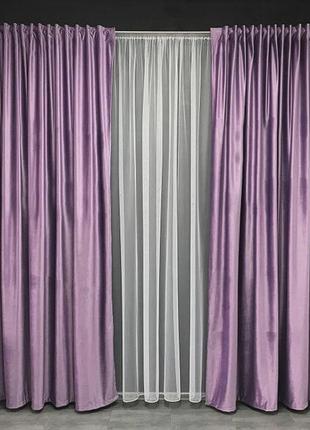 Порт'єрна тканина для штор оксамит люкс бузкового кольору8 фото