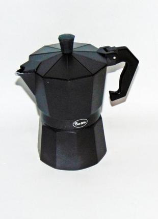 Гейзерная черная алюминиевая кофеварка на 3 чашки