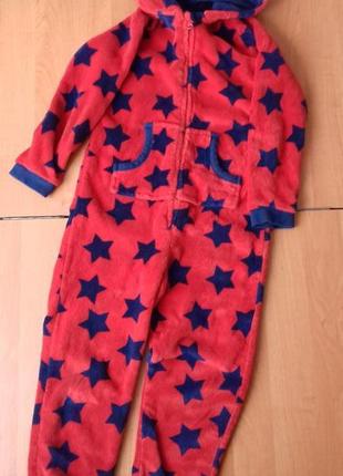 Классная махровая пижама кигуруми, теплый домашний комбинезон на 8-9 лет.