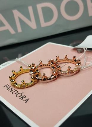 Кільце пандора срібло 925 проба цирконій ale рожеве золото корона королівська рожеві...
