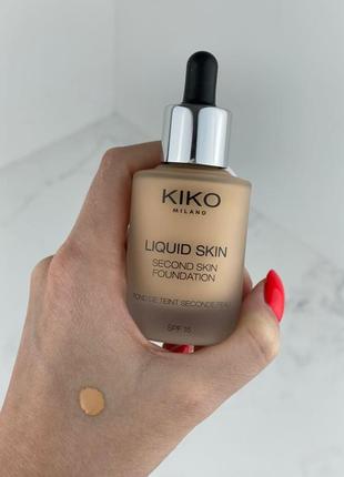 Жидкая тональная основа с эффектом второй кожи kiko liquid skin n402 фото