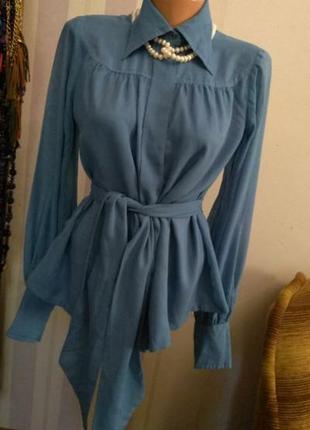 Дизайнерская винтажная блузка блуза рубашка с бантом8 фото
