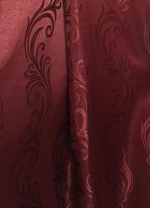Портьерная ткань для штор жаккард бордового цвета с рисунком3 фото