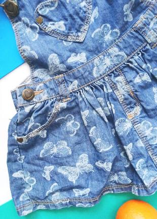 Джинсовый сарафан юбка принт бабочки коттон matalan2 фото