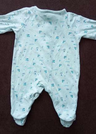 Человечек пижамка новорождённым baby club 50/56 см на мальчика пижама хлопок 0-1-2 мес домашний слип5 фото