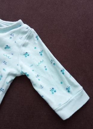 Человечек пижамка новорождённым baby club 50/56 см на мальчика пижама хлопок 0-1-2 мес домашний слип4 фото