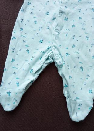 Человечек пижамка новорождённым baby club 50/56 см на мальчика пижама хлопок 0-1-2 мес домашний слип3 фото