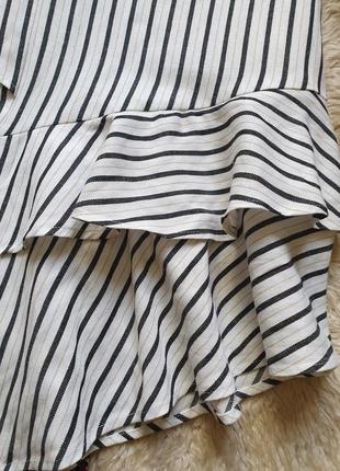 Стильная льняная юбка в полоску с рюшами лен льон2 фото