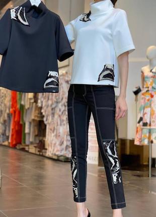 Gizia чёрные джинсы с бисером 38р