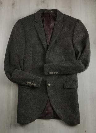 F0 пиджак приталенный next полушерстяной серый коричневый бежевый шерсть wool однотонный классически
