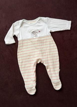 Человечек new baby новорождённым 56 см на девочку хлопок коттон 0-1-3 мес м домашний слип в роддом