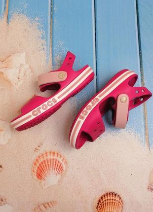 Детские сандалии crocs kids’ bayaband sandal candy pink для девочек малиновые2 фото