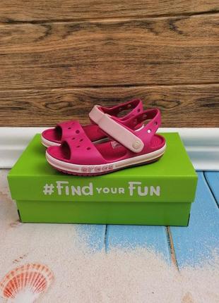 Детские сандалии crocs kids’ bayaband sandal candy pink для девочек малиновые3 фото