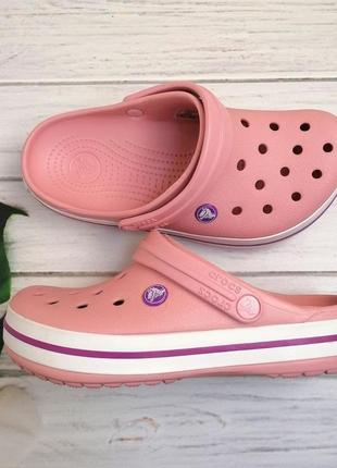 Жіночі крокси сабо crocs crocband clog pink pearl/wild orchid пудрові2 фото