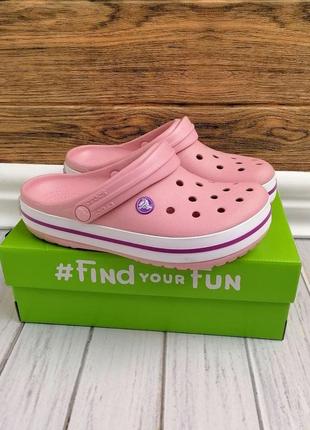 Жіночі крокси сабо crocs crocband clog pink pearl/wild orchid пудрові3 фото