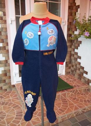 ( 3 - 4 года )  детская пижама кигуруми комбинезон флисовый б/у