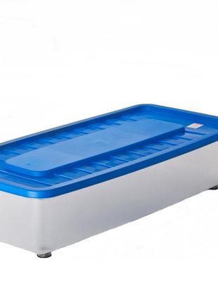 Ящик пластиковий heidrun boxmania 25 л 56*37*18 см (gs-1565) на колесах під ліжко, з кришкою, синій1 фото