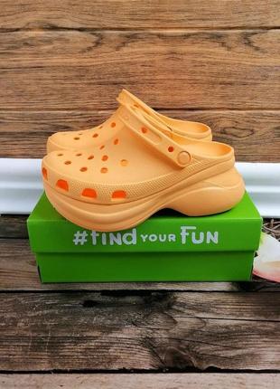 Женские кроксы на платформе crocs classic bae clog cantaloupe оранжевые