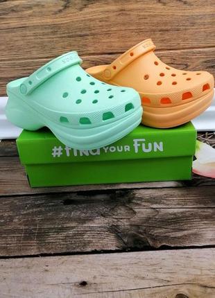 Женские кроксы на платформе crocs classic bae clog cantaloupe оранжевые3 фото