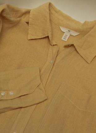 H&m linen blend рр l-xl блуза рубашка льняная + хлопок