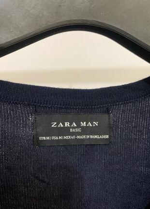 Свитер zara тонкий светр джемпер лонгслив мужской синий3 фото