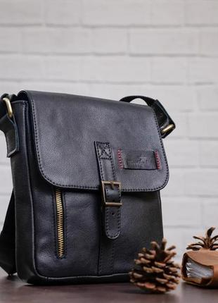 Мужская кожаная сумка чёрная
