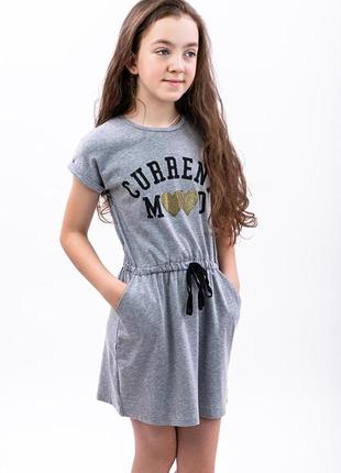 Платье mood для девочек подростков, серый меланж3 фото