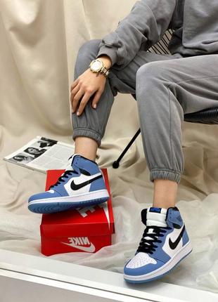 Женские кроссовки демисезонные nike air jordan university blue, модная модель найк джордан7 фото