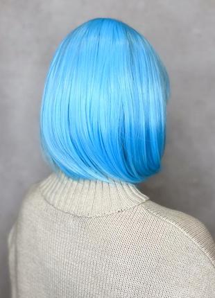 Парик голубой каре прямой термостойкий / перука блакитна термостійка5 фото
