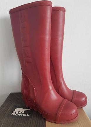 Sorel red rain boots shop