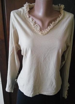 Интересный лонгслив свитшот футболка . хлопок . размер 12