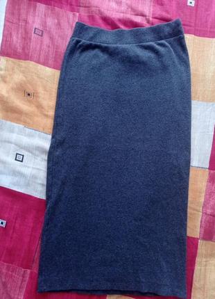Миди юбка в рубчик серая юбка-карандаш юбка-резинка3 фото