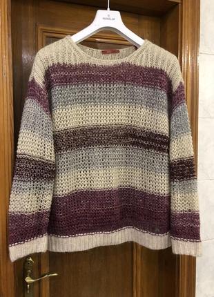 Ажурний вовняної мохеровий смугастий пуловер, велике плетіння, шерсть, мохер alpaca edc for esprit6 фото